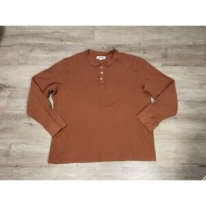 Goodthreads Shirt Mens Sz 2XL Red Maroon Long Sleeve Waffle Knit Comfort Casual